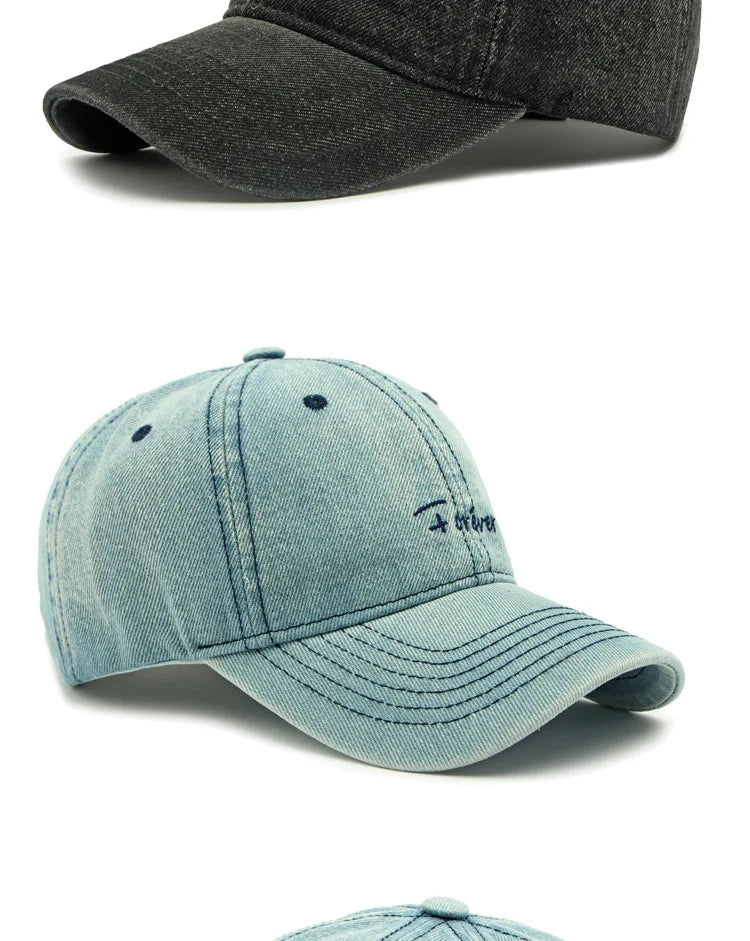 Snapback Cap Spring Summer Washable Denim Embroidery Baseball Caps For Men And Women 모자 골프용품 땡처리 кепка casquette gorras hombre