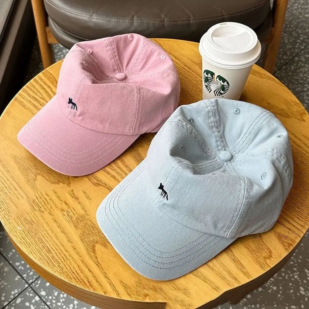 Fashion Embroidered Embroidery Baseball Cap Animals Cotton Canvas Baseball Hat Peaked Cap Sun Cap Sun Hat Girl