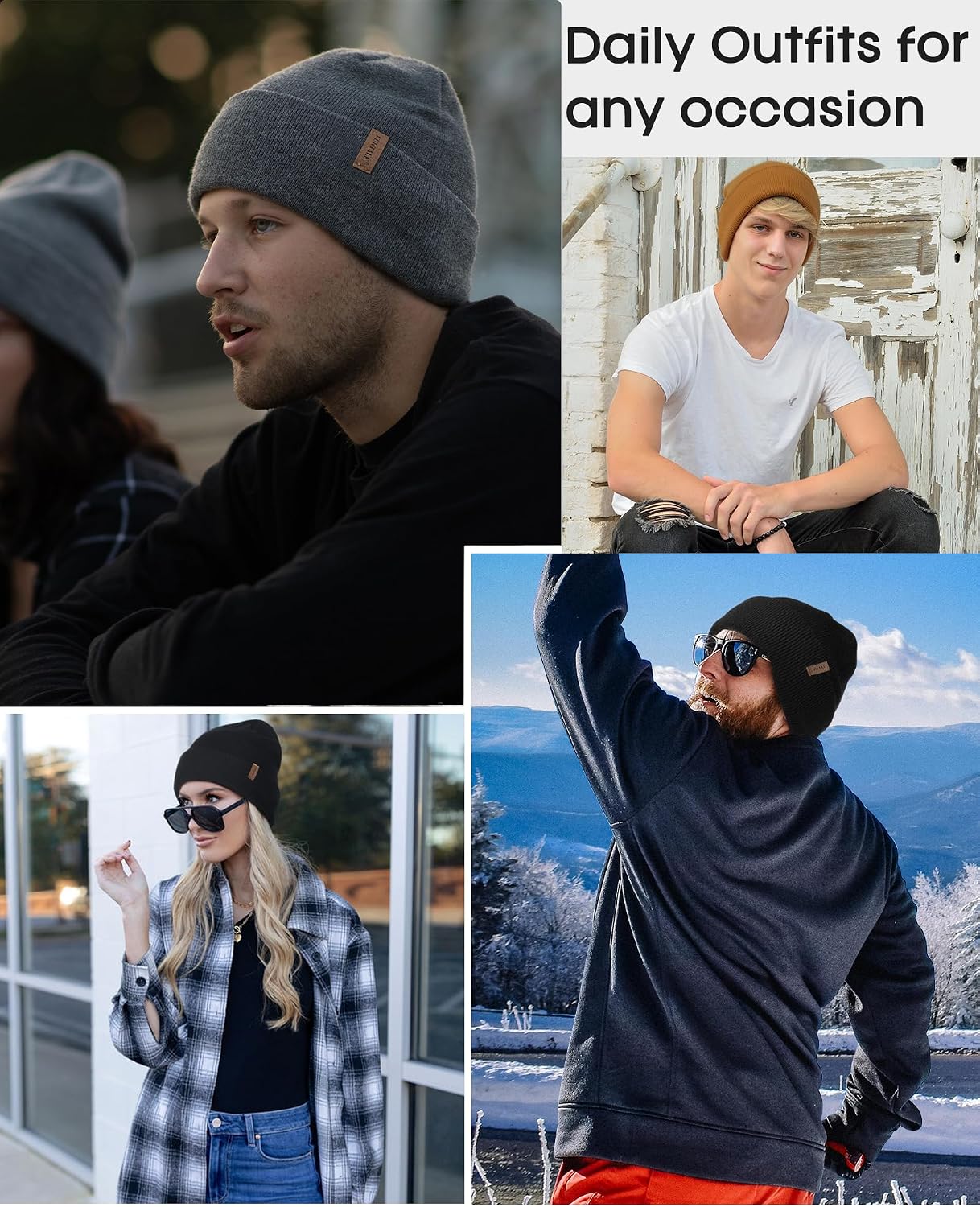 FURTALK Beanie for Men Women Cuffed Thick Knitted Unisex Winter Hat Beanies Skull Cap - Caps Fitted Little RockCaps Fitted Little Rock Caps Fitted Little Rock