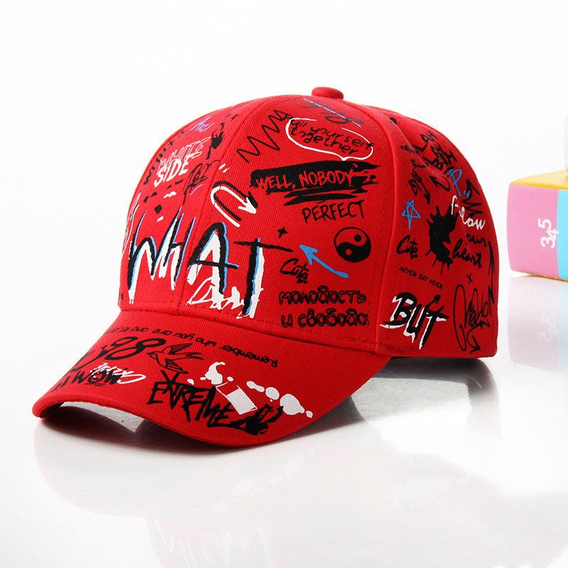 New WHAT Graffiti Baseball Cap Hip Hop Tide Hat Summer Travel Shade Caps Men Women Outdoor Sports Casual Hats Snapback Hats Gorr - Caps Fitted Little Rock Caps Fitted Little RockCaps Fitted Little Rock