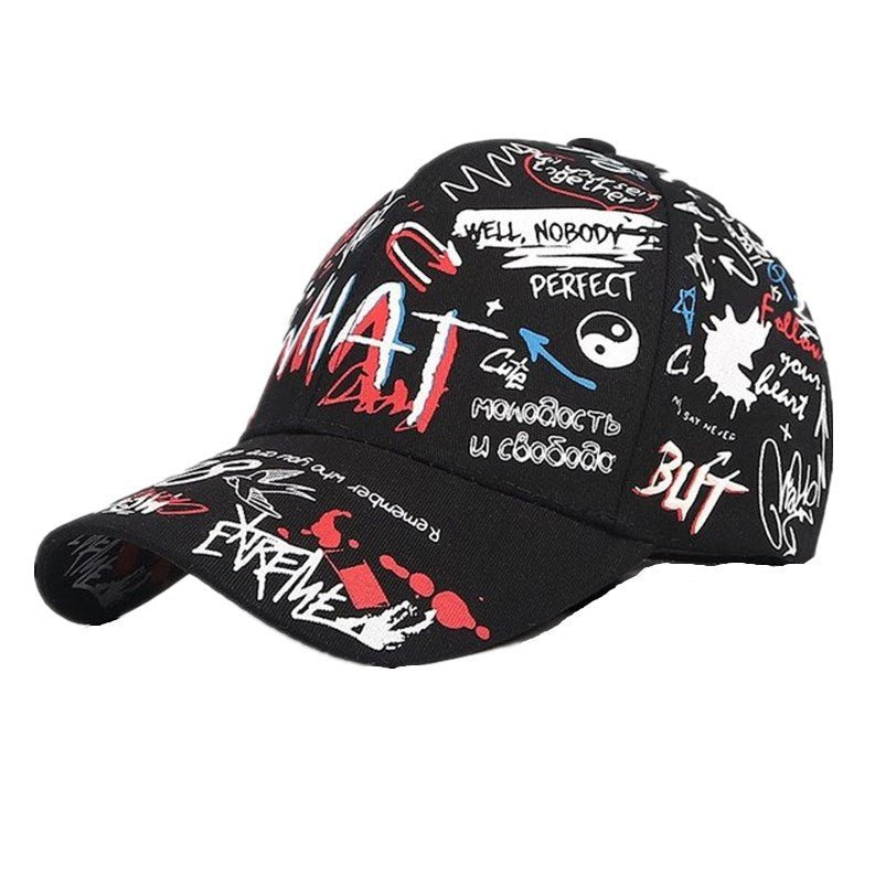 New WHAT Graffiti Baseball Cap Hip Hop Tide Hat Summer Travel Shade Caps Men Women Outdoor Sports Casual Hats Snapback Hats Gorr - Caps Fitted Little Rock Caps Fitted Little RockCaps Fitted Little Rock