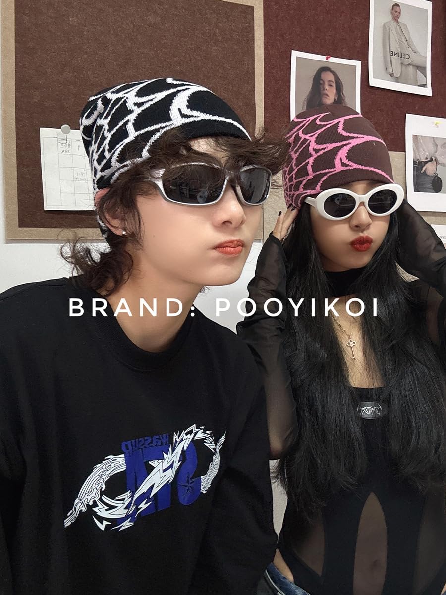Pooyikoi Y2K Gothic Spider Pattern Wool Acrylic Knitted Hat Women Beanie Winter Warm Beanies Men Casual Skullies Outdoor - Caps Fitted Little RockCaps Fitted Little Rock Caps Fitted Little Rock
