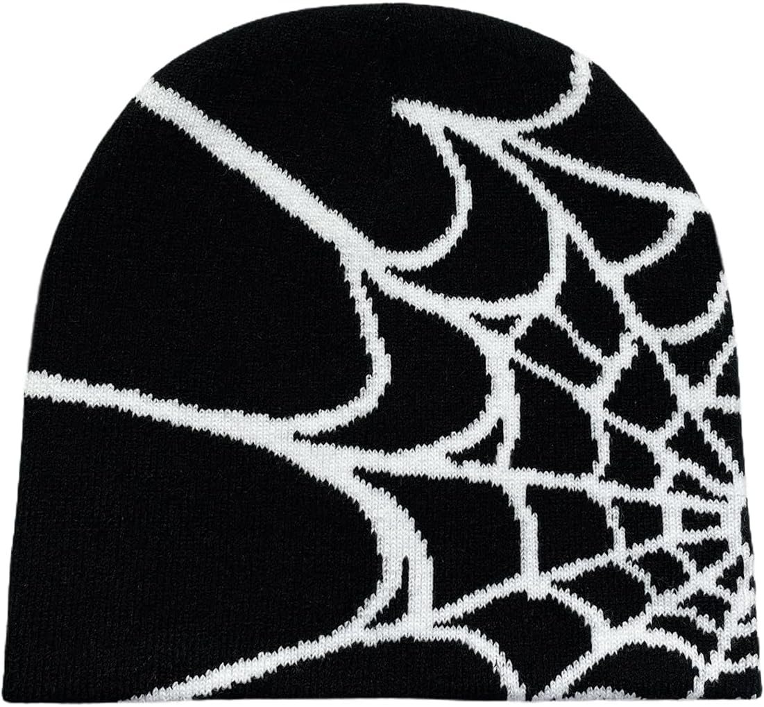 Pooyikoi Y2K Gothic Spider Pattern Wool Acrylic Knitted Hat Women Beanie Winter Warm Beanies Men Casual Skullies Outdoor - Caps Fitted Little RockCaps Fitted Little Rock Caps Fitted Little Rock