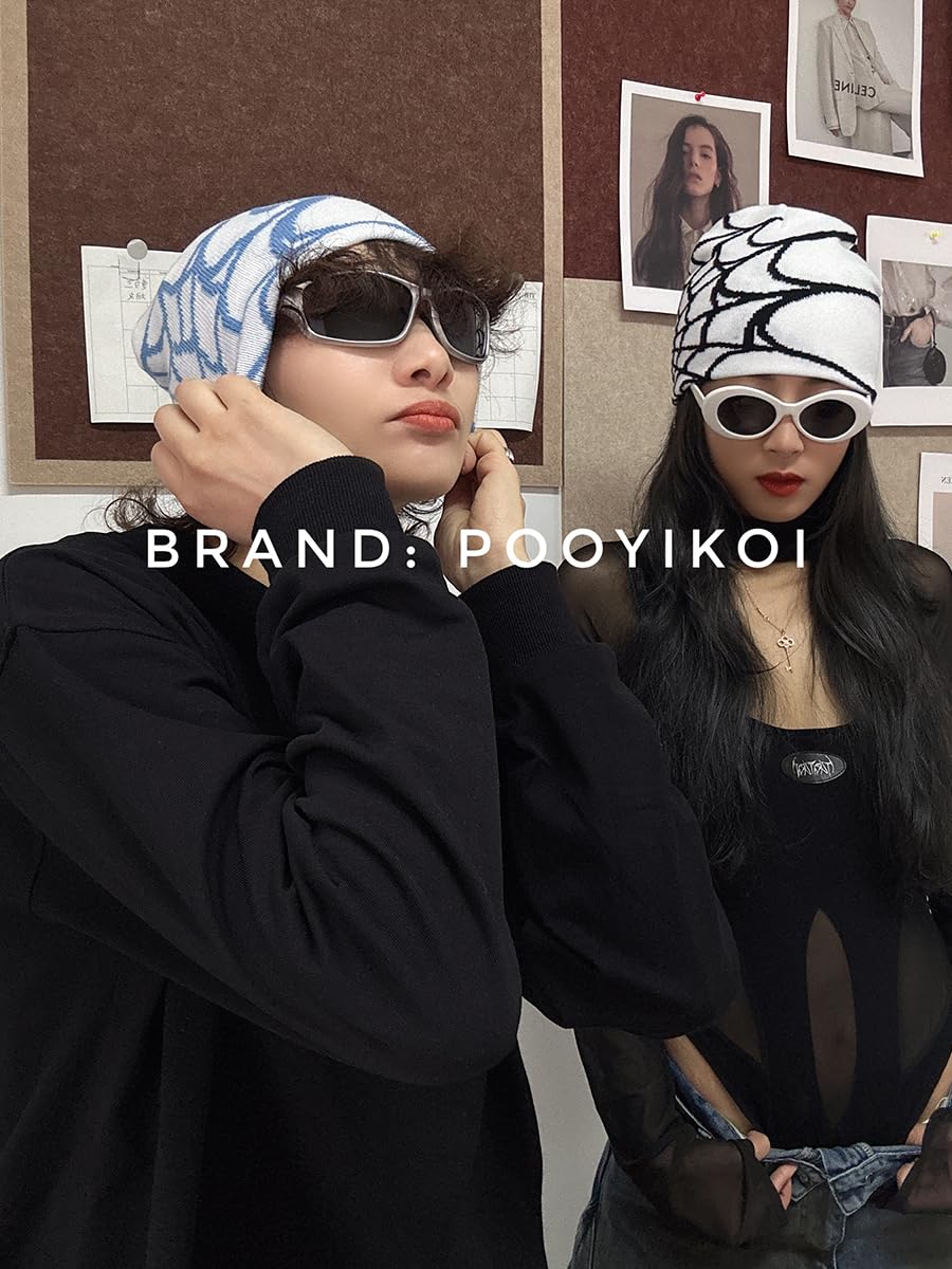 Pooyikoi Y2K Gothic Spider Pattern Wool Acrylic Knitted Hat Women Beanie Winter Warm Beanies Men Casual Skullies Outdoor - Caps Fitted Little RockCaps Fitted Little Rock Caps Fitted Little Rock