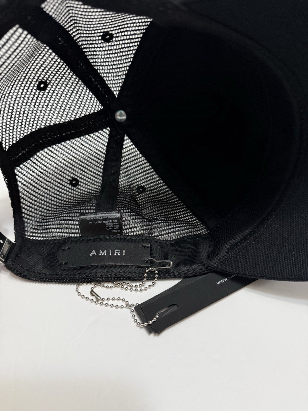Amiri MA Logo Trucker Hat Black Blue Mesh Snapback Cap PS22MAH005 013 Men's NWT