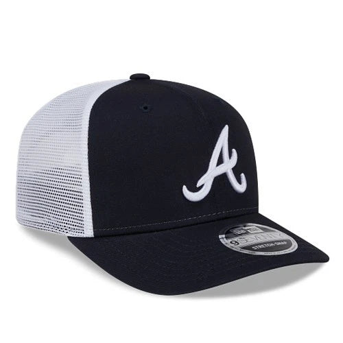 New Era Atlanta Braves 970 Navy Snapback Hat MLB Stretch Snap Trucker Mesh Cap