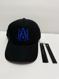 Amiri MA Logo Trucker Hat Black Blue Mesh Snapback Cap PS22MAH005 013 Men's NWT