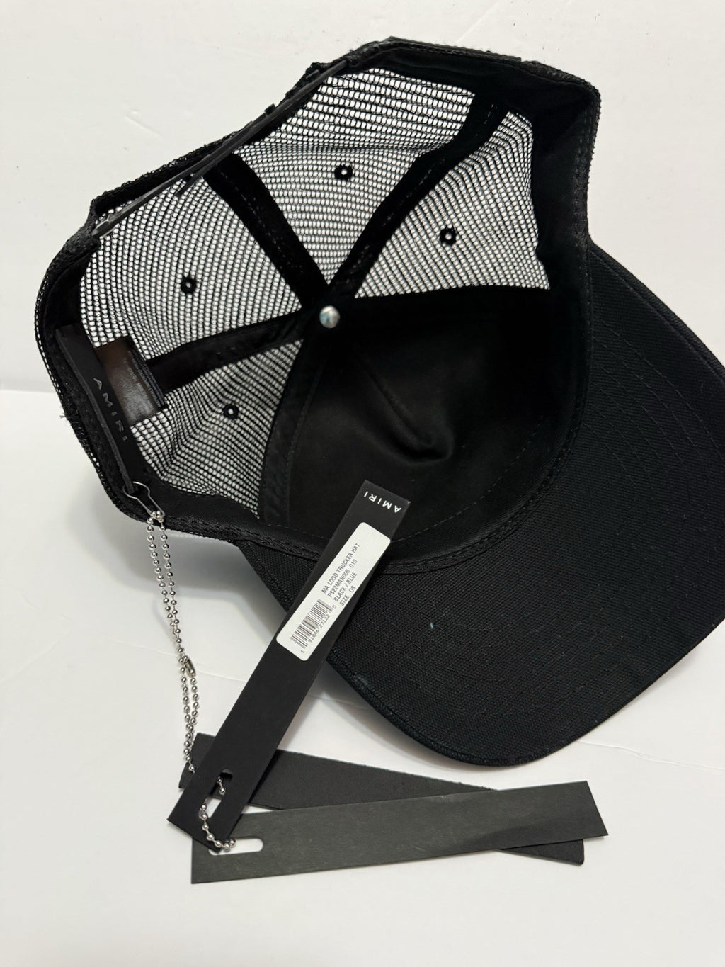 Amiri MA Logo Trucker Hat Black Blue Mesh Snapback Cap PS22MAH005 013 Men's NWT