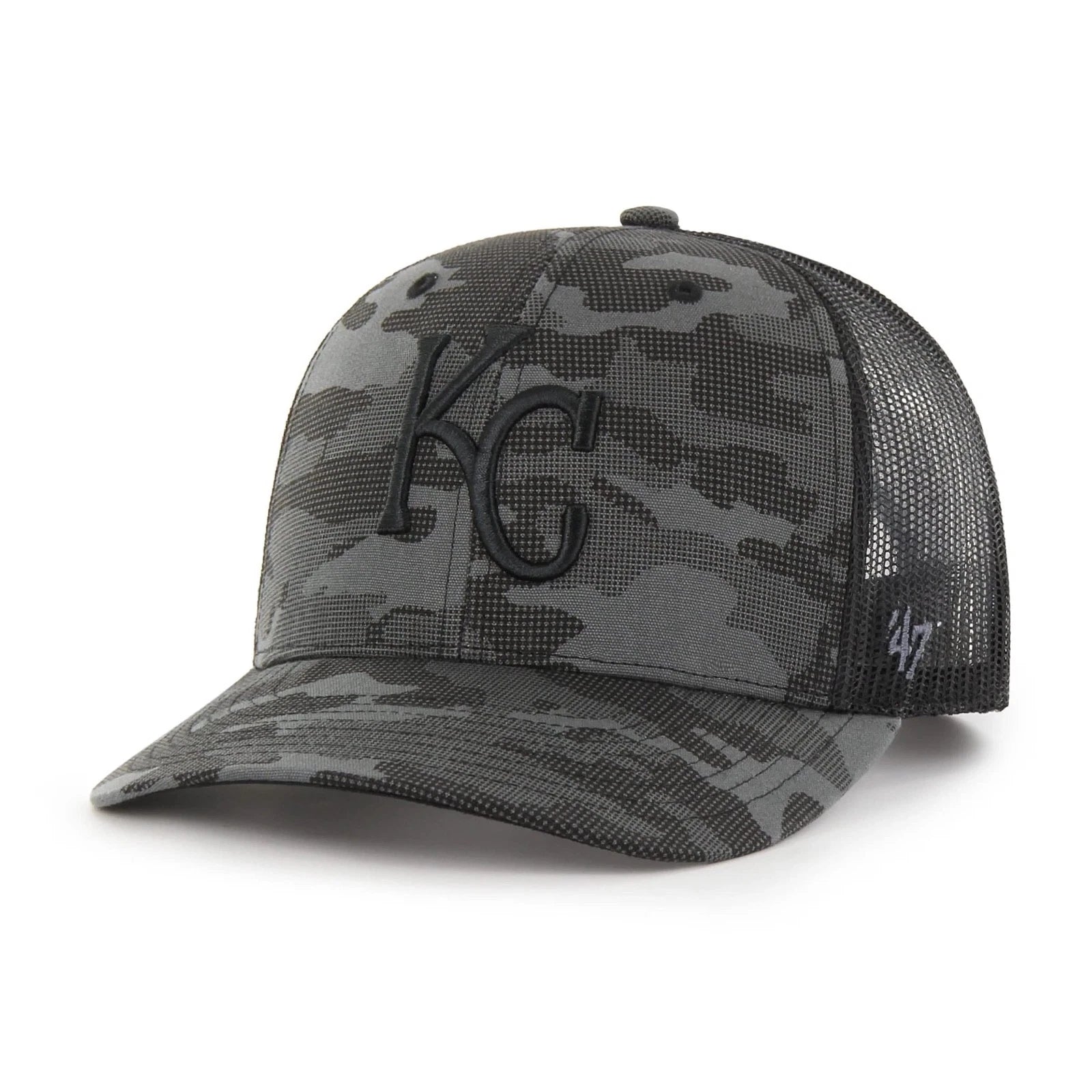 '47 MLB Black Tonal Camo Snapback Trucker Adjustable Hat, Adult One Size Fits Al