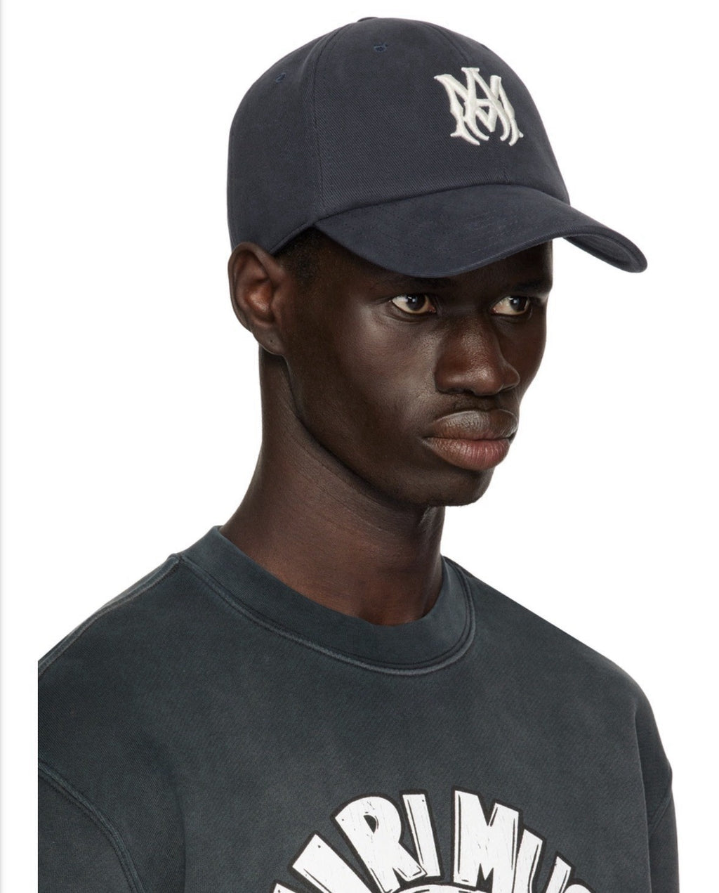 Amiri Canvas Navy Embroidered Logo Baseball Cap AMIRI Navy Canvas 'MA' Cap 🧢