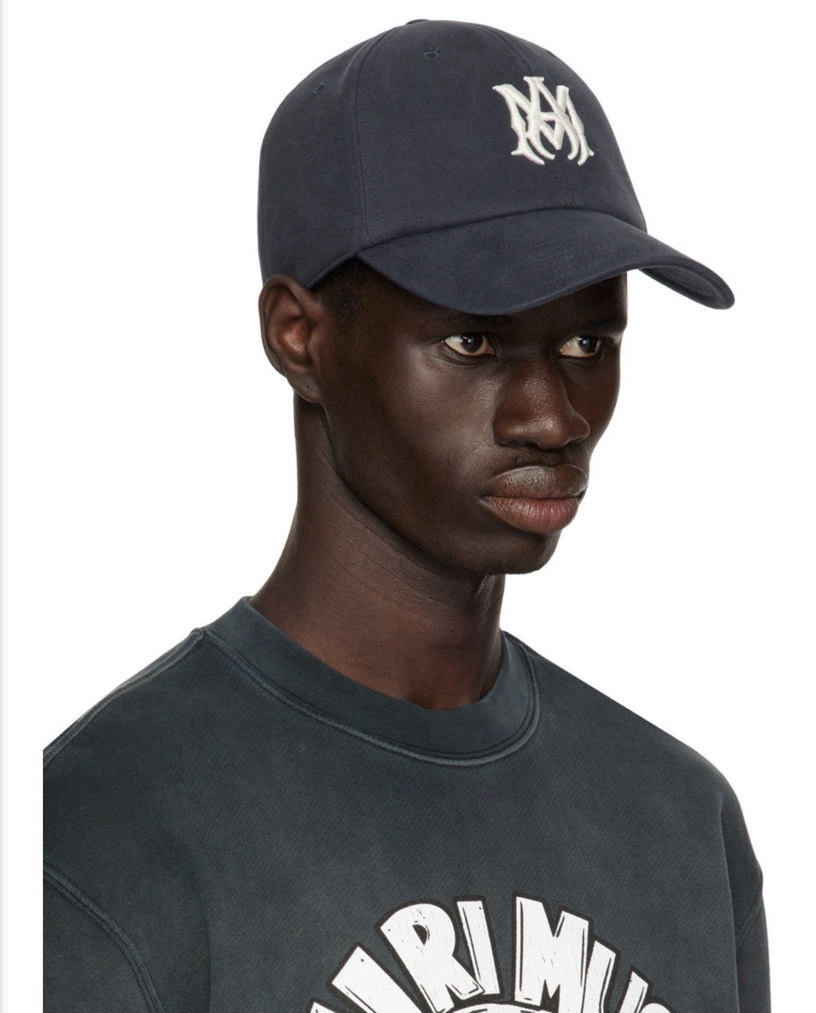 Amiri Canvas Navy Embroidered Logo Baseball Cap AMIRI Navy Canvas 'MA' Cap 🧢
