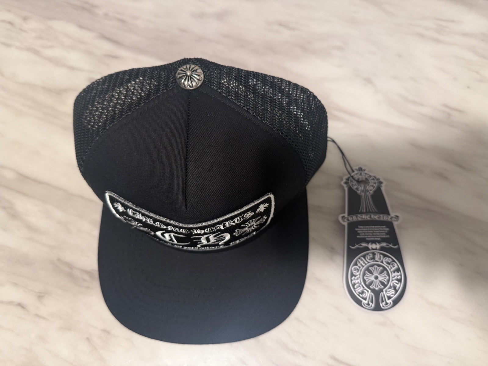Ch Hollywood Trucker Hat Chrome Hearts Design, White/Black