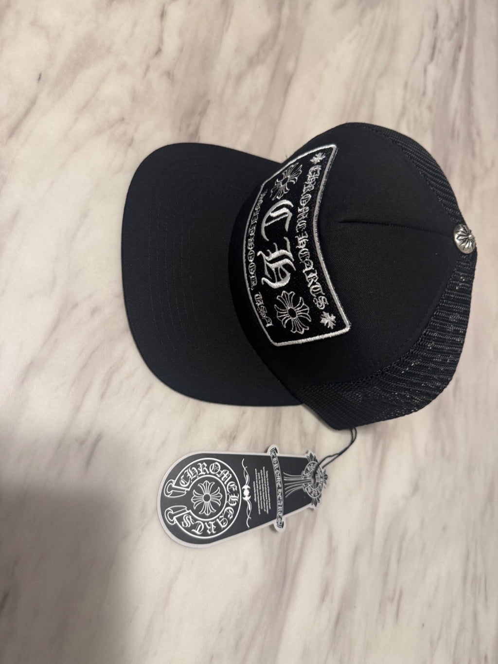 Ch Hollywood Trucker Hat Chrome Hearts Design, White/Black