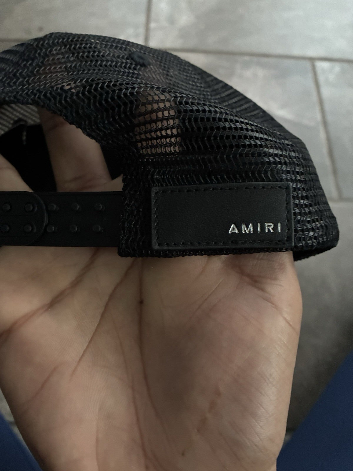 AMIRI Black Adjustable Trucker Hat for Men, Casual Summer Designer