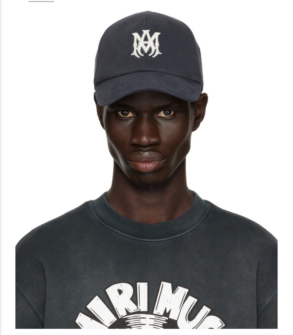 Amiri Canvas Navy Embroidered Logo Baseball Cap AMIRI Navy Canvas 'MA' Cap 🧢