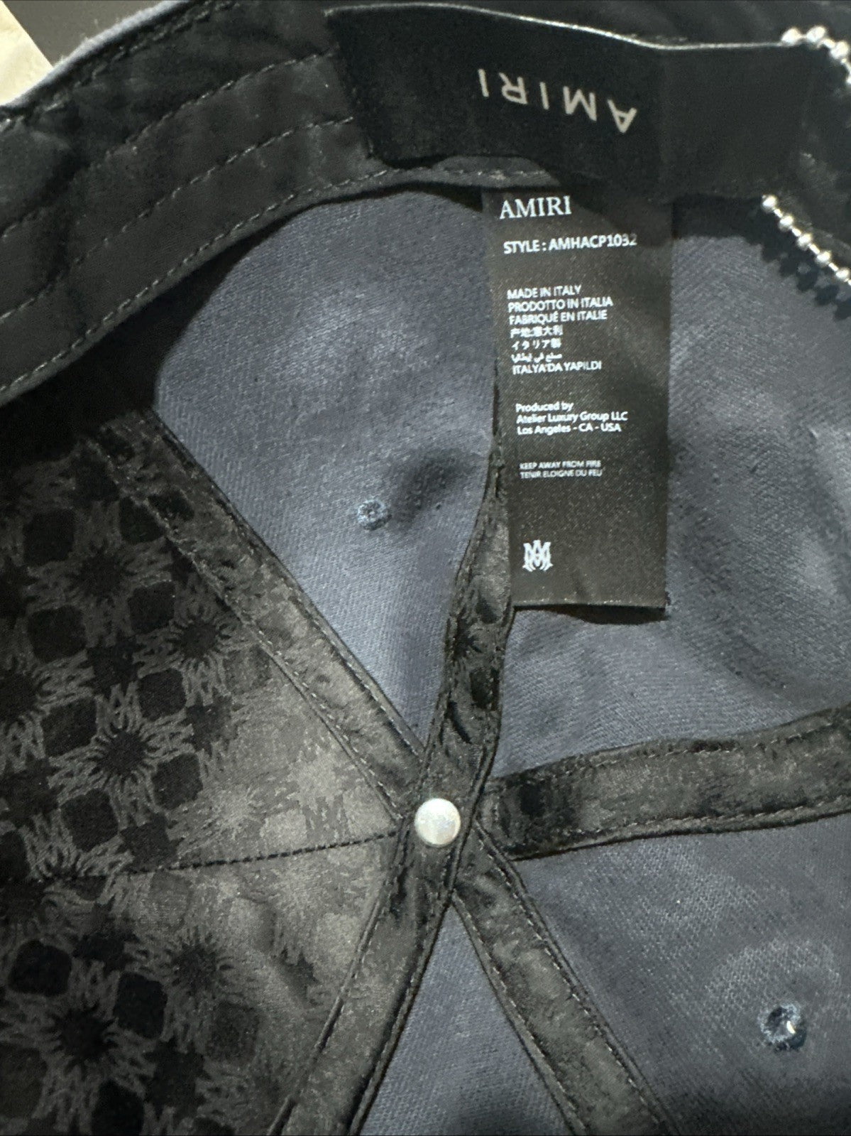 Amiri Canvas Navy Embroidered Logo Baseball Cap AMIRI Navy Canvas 'MA' Cap 🧢