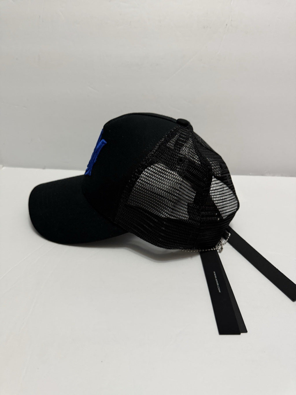 Amiri MA Logo Trucker Hat Black Blue Mesh Snapback Cap PS22MAH005 013 Men's NWT