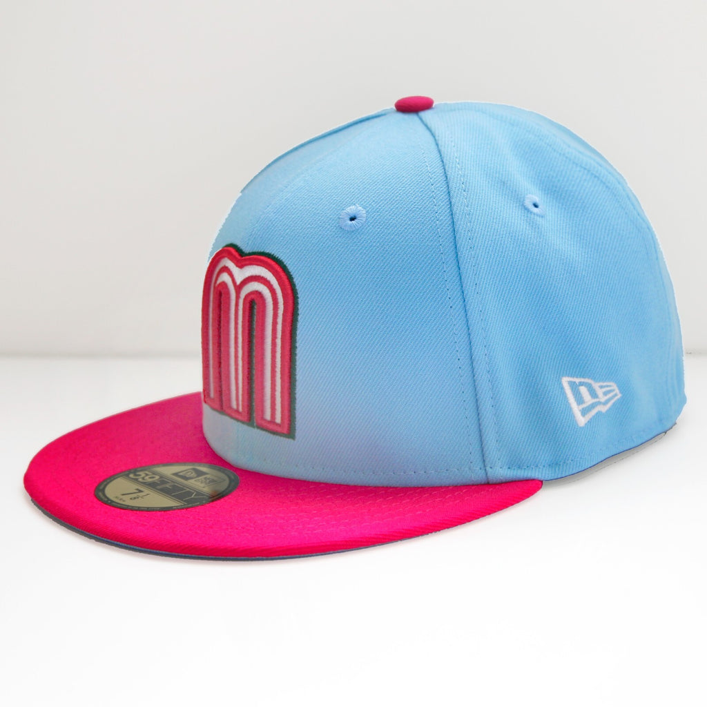 New Era Mexico 59Fifty Men's Fitted Hat World Baseball Limited-Edition Blue/Pink