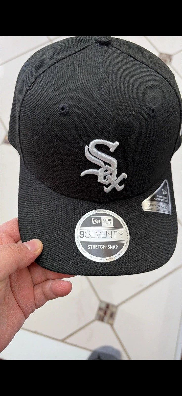 New Era Unisex MLB CHICAGO WHITE SOX 970SS Snapback Hat STRETCH BLACK Grey OTC