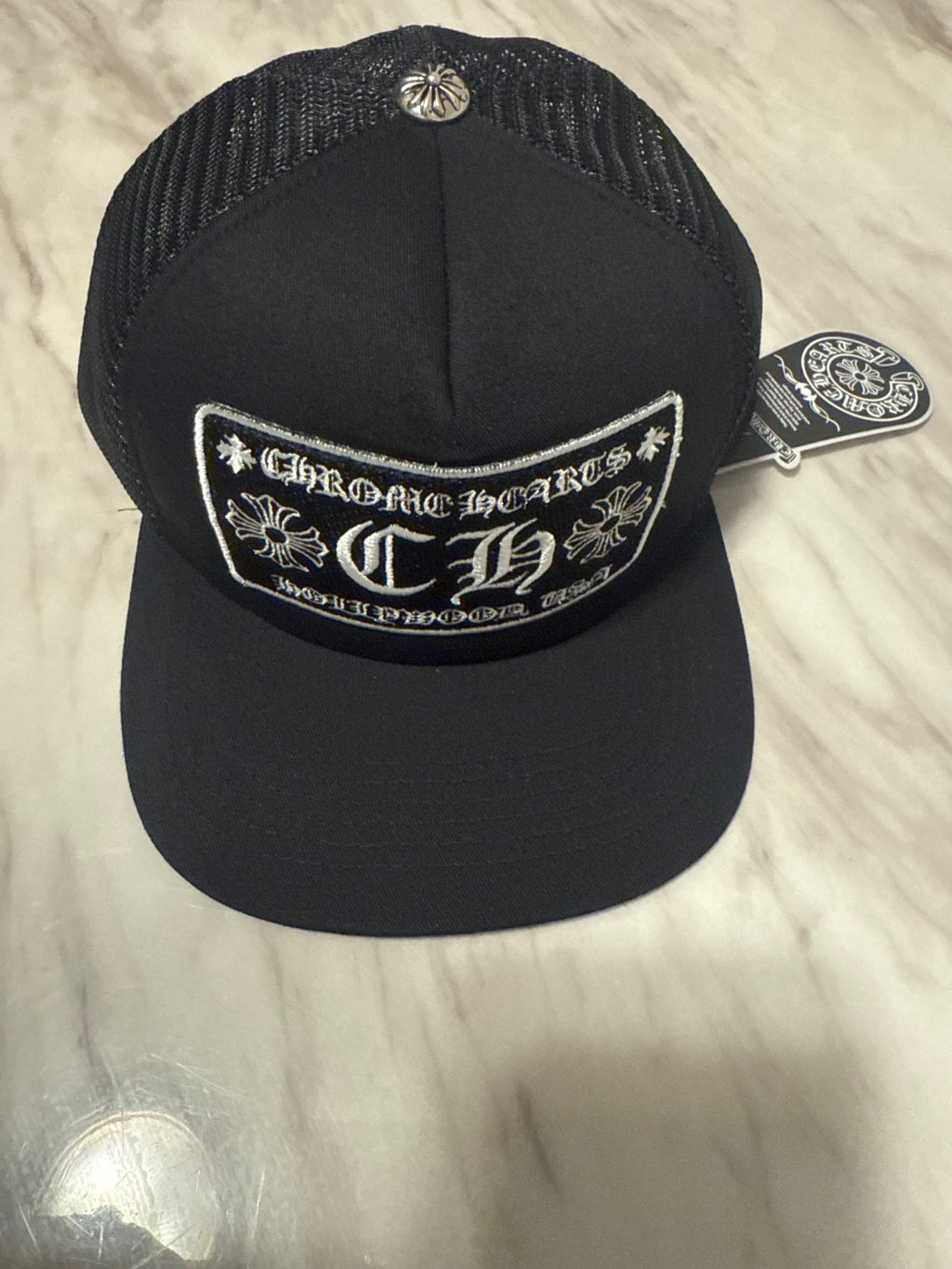 Ch Hollywood Trucker Hat Chrome Hearts Design, White/Black