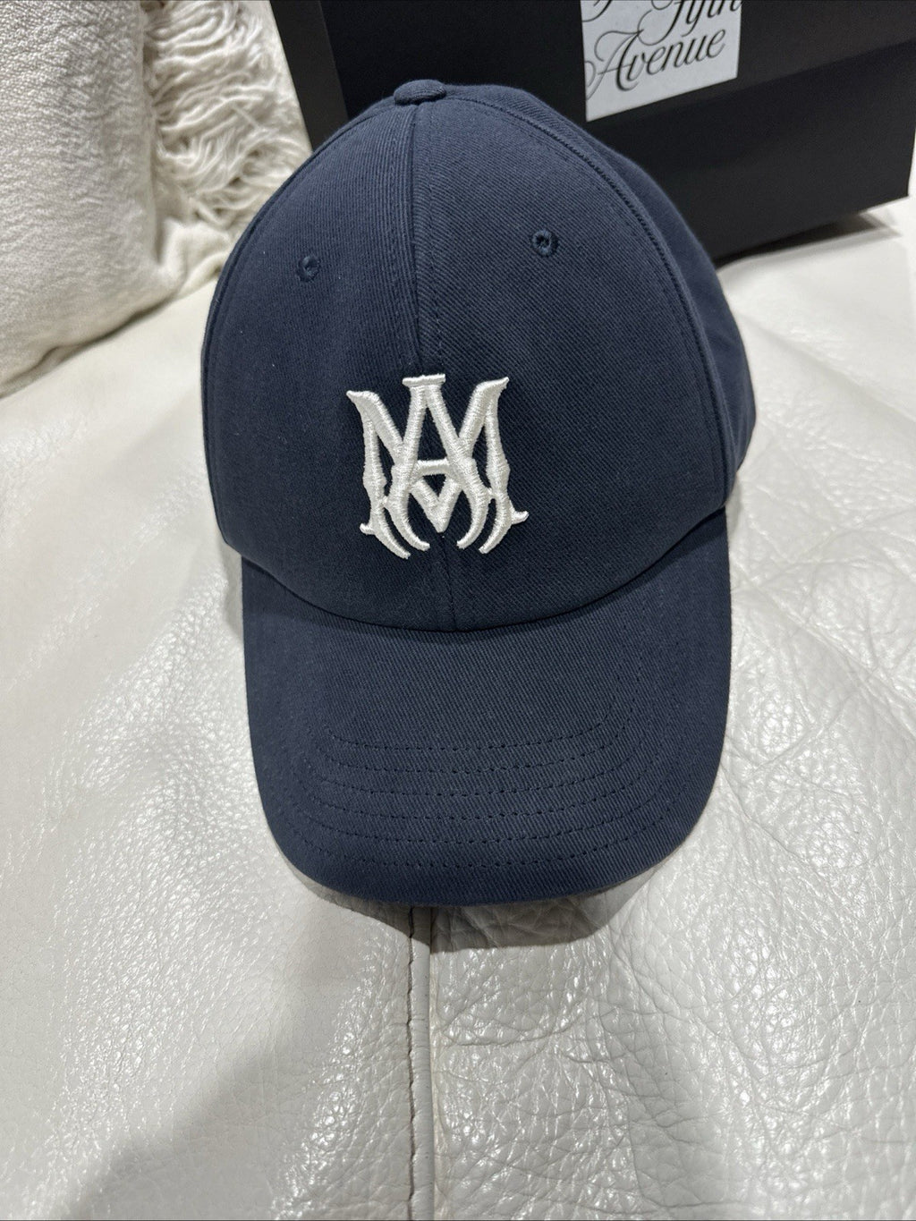 Amiri Canvas Navy Embroidered Logo Baseball Cap AMIRI Navy Canvas 'MA' Cap 🧢