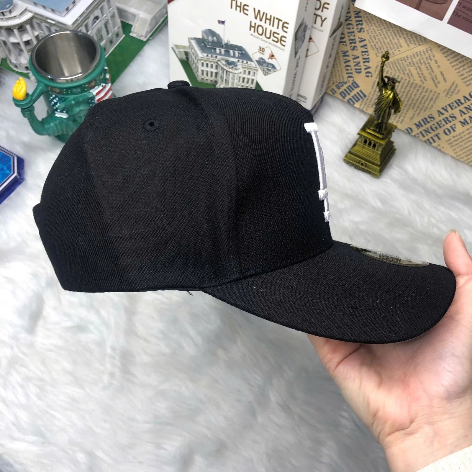 New Era LA Black Snapback Cap Rose Embroidery Adjustable Baseball Classic Styles