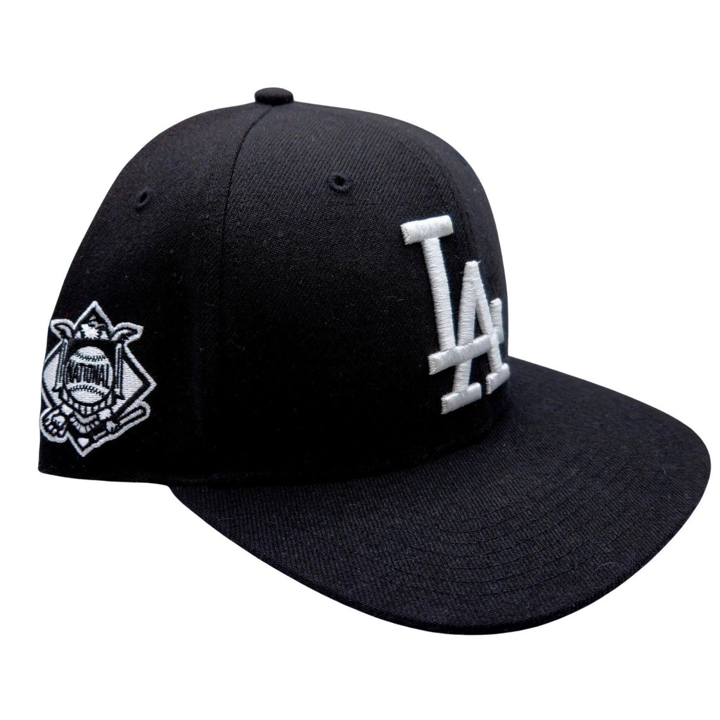 47 Brand Los Angeles Dodgers Snapback Hat Black White LA Logo MLB Cap Side Patch