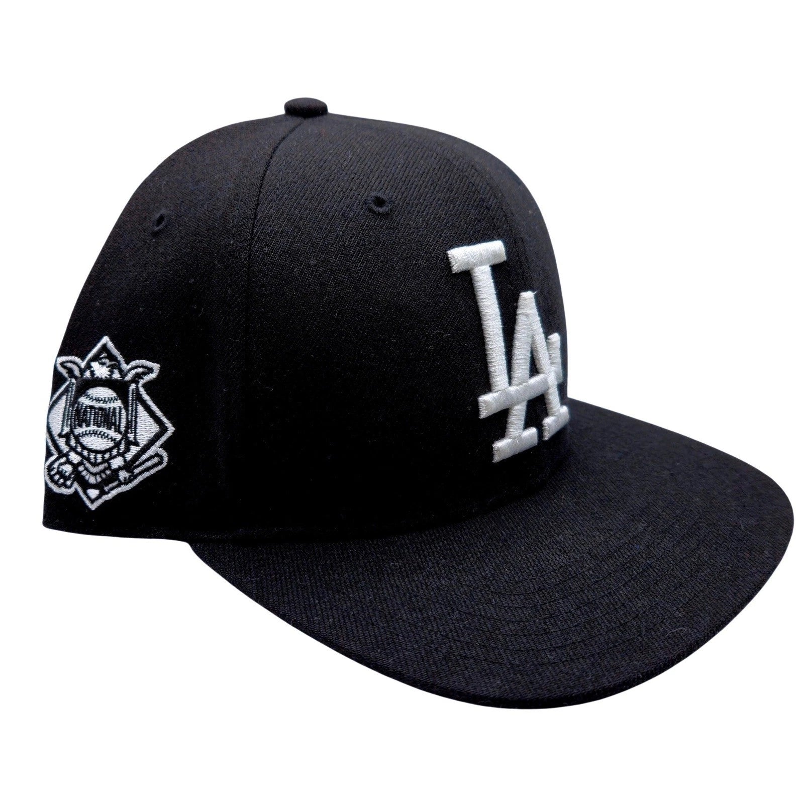 47 Brand Los Angeles Dodgers Snapback Hat Black White LA Logo MLB Cap Side Patch