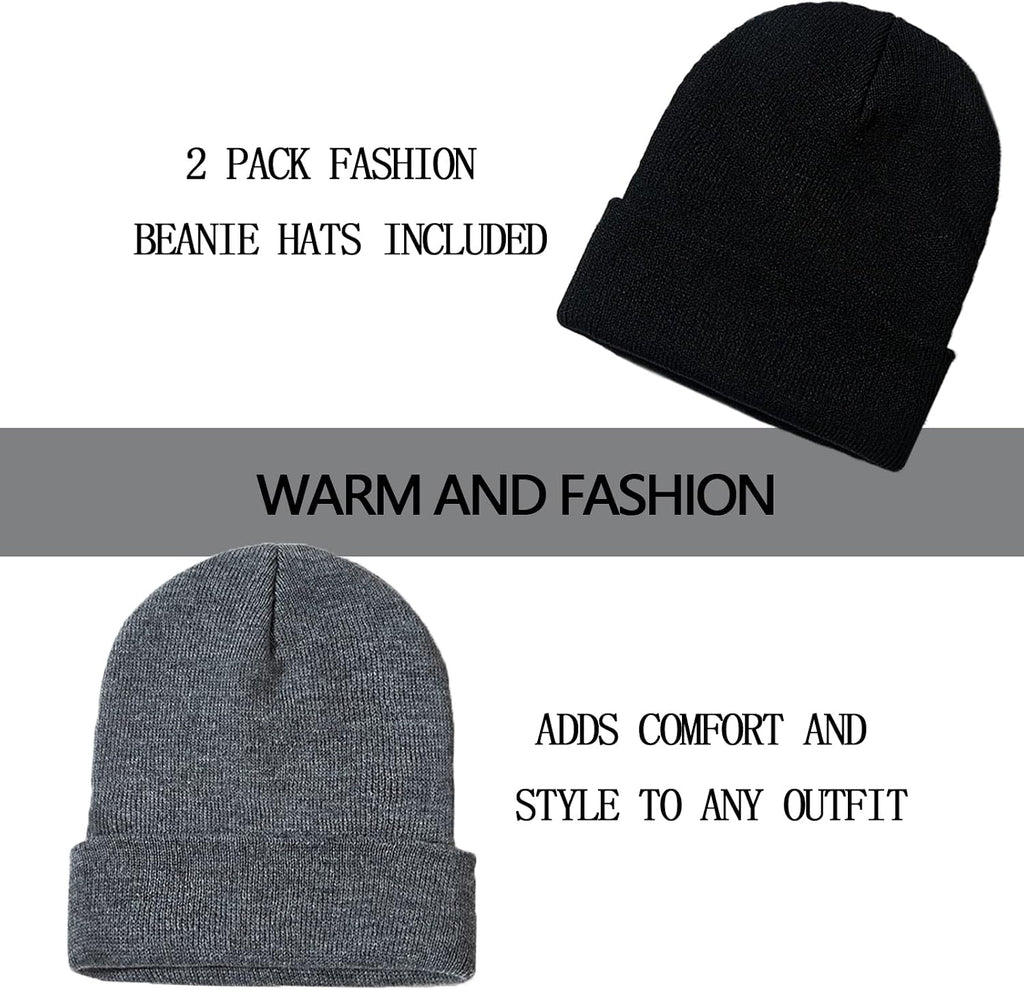 ZOORON 1&2 Pack Beanie for Men Women Slouchy Beanie Hats Winter Knit Caps Soft Ski Hat Unisex - Caps Fitted Little RockCaps Fitted Little Rock Caps Fitted Little Rock