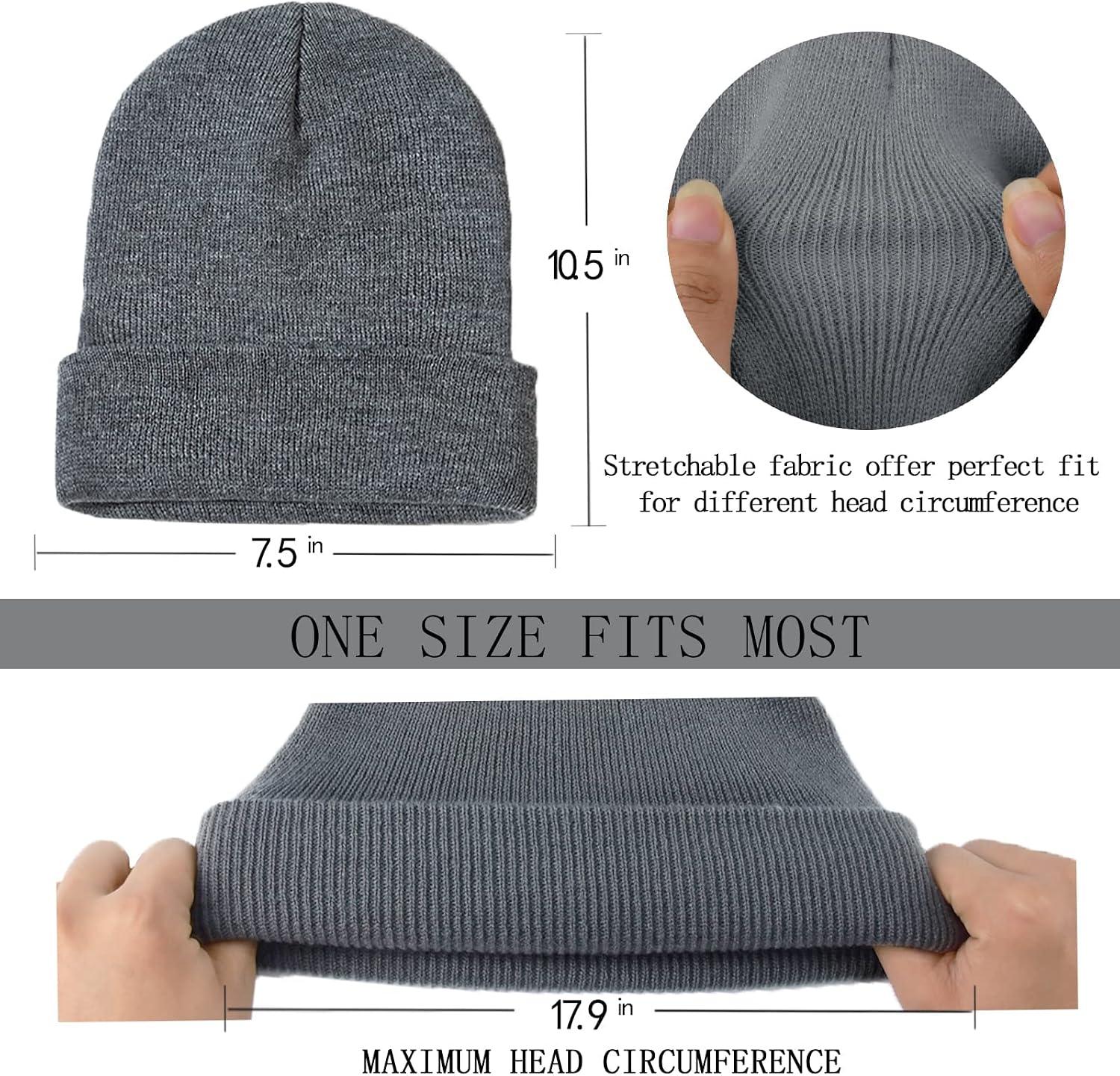 ZOORON 1&2 Pack Beanie for Men Women Slouchy Beanie Hats Winter Knit Caps Soft Ski Hat Unisex - Caps Fitted Little RockCaps Fitted Little Rock Caps Fitted Little Rock